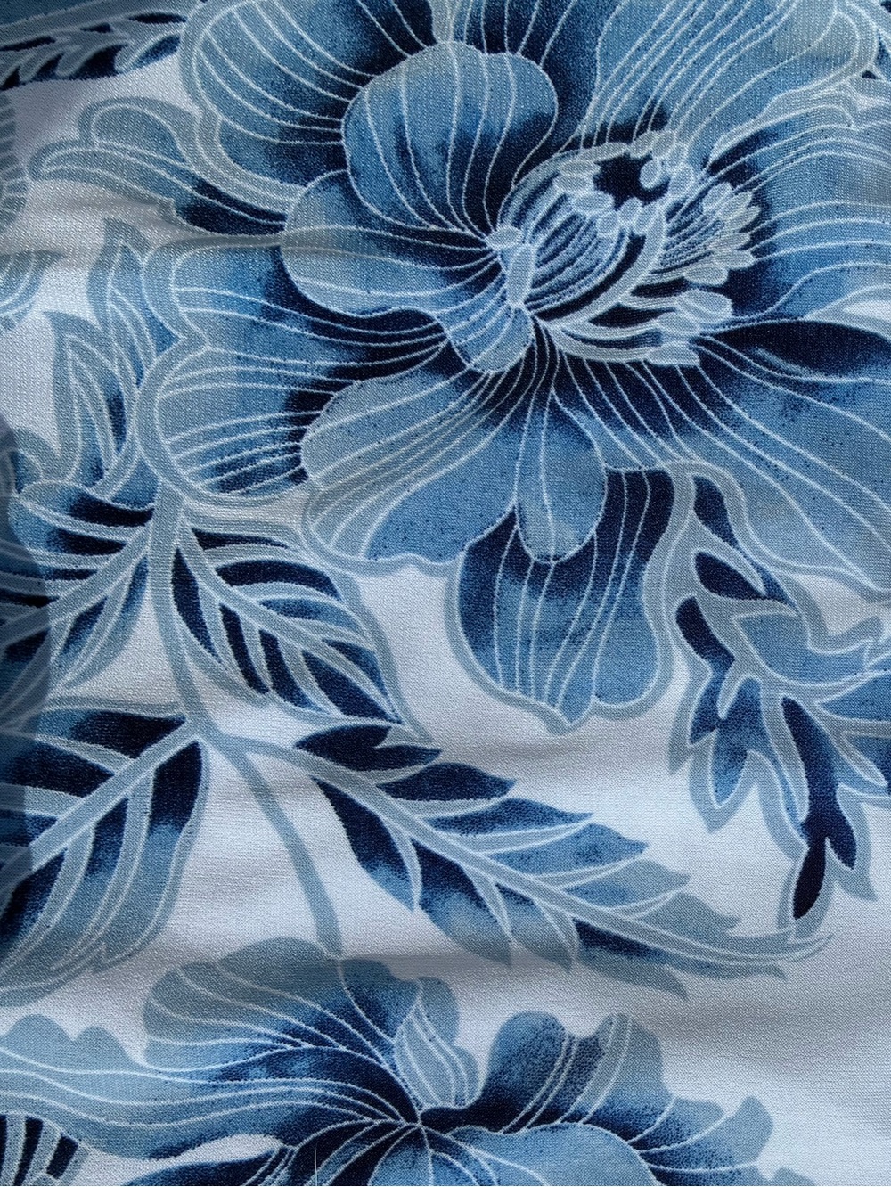 Adele & May Blue Floral Sheer Overlay Blouse  Keyhole Cape Poncho Blouse M - Picture 7 of 9